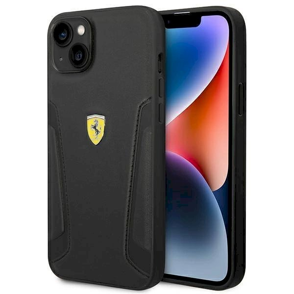 Originalus dėklas Ferrari FEHCP14MRBUK iPhone 14 Plus 6.7  Juodas hardcase Leather Stamp Sides Originalus dėklas Ferrari FEHCP14MRBUK iPhone 14 Plus 6.7  Juodas hardcase Leather Stamp Sides