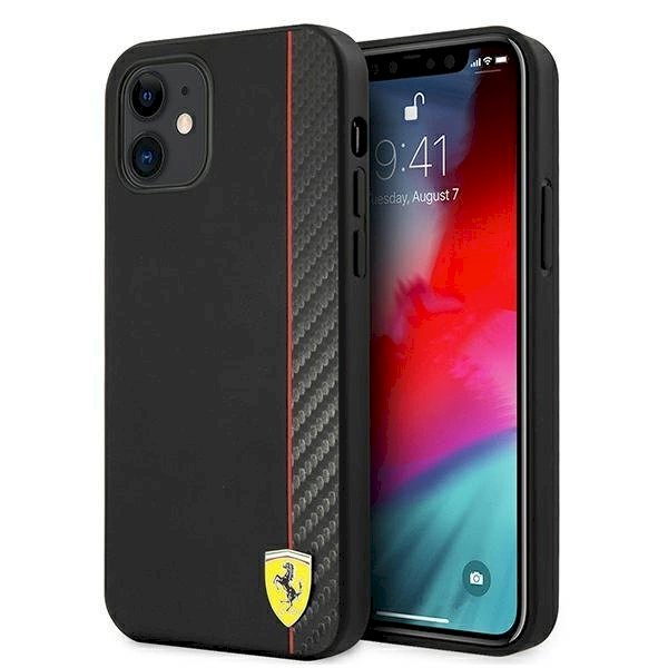 Originalus dėklas Ferrari FESAXHCP12SBK iPhone 12 mini 5.4 Juodas hardcase On Track Carbon Stripe Originalus dėklas Ferrari FESAXHCP12SBK iPhone 12 mini 5.4 Juodas hardcase On Track Carbon Stripe