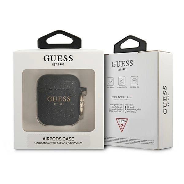 Originalus dėklas Guess GUA2SGGEK AirPods cover Juodas Silicone Glitter 1 Originalus dėklas Guess GUA2SGGEK AirPods cover Juodas Silicone Glitter 1