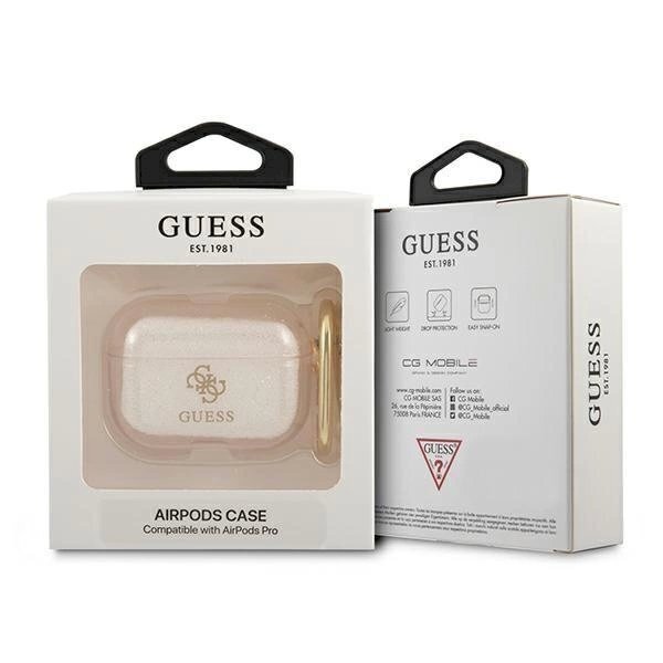 Originalus dėklas Guess GUAPUCG4GD AirPods Pro cover gold/gold Glitter Collection 2