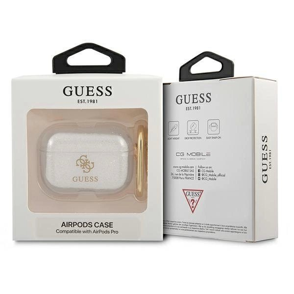 Originalus dėklas Guess GUAPUCG4GT AirPods Pro cover Permatomas Glitter Collection 2 Originalus dėklas Guess GUAPUCG4GT AirPods Pro cover Permatomas Glitter Collection 2