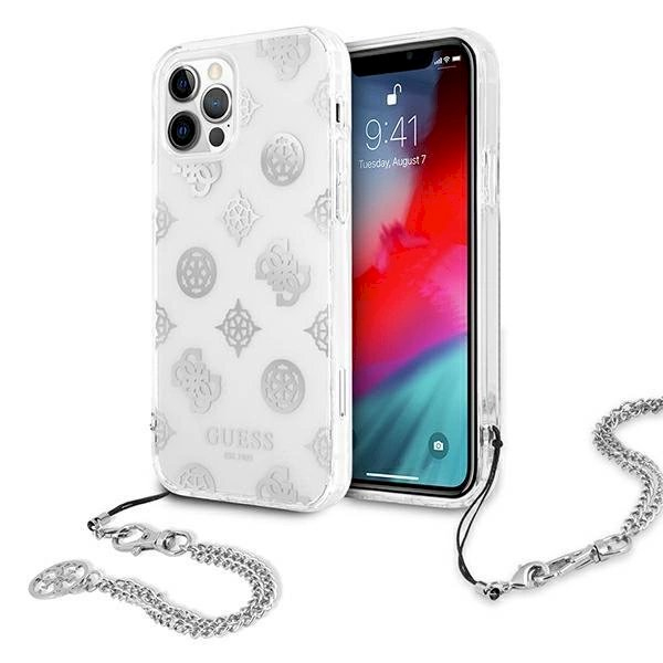 Originalus dėklas Guess GUHCP12LKSPESI iPhone 12 Pro Max 6.7 Sidabrinis hardcase Peony Chain Collection Originalus dėklas Guess GUHCP12LKSPESI iPhone 12 Pro Max 6.7 Sidabrinis hardcase Peony Chain Collection