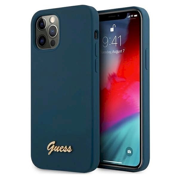 Originalus dėklas Guess GUHCP12LLSLMGBL iPhone 12 Pro Max 6.7 Mėlynas/Mėlynas hardcase Metal Logo Script Originalus dėklas Guess GUHCP12LLSLMGBL iPhone 12 Pro Max 6.7 Mėlynas/Mėlynas hardcase Metal Logo Script