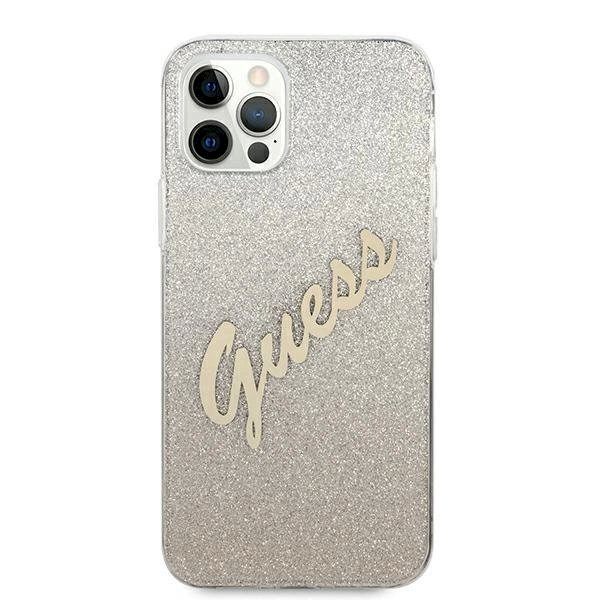 Originalus dėklas Guess GUHCP12LPCUGLSGO iPhone 12 Pro Max 6.7  gold/gold hardcase Glitter Gradient Script 2 Originalus dėklas Guess GUHCP12LPCUGLSGO iPhone 12 Pro Max 6.7  gold/gold hardcase Glitter Gradient Script 2