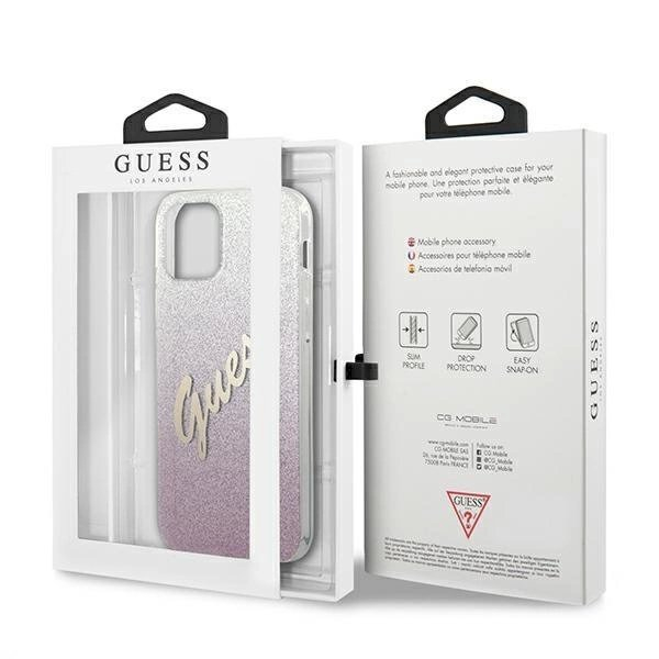 Originalus dėklas Guess GUHCP12LPCUGLSPI iPhone 12 Pro Max 6.7 rožinis/rožinis hardcase Glitter Gradient Script 7 Originalus dėklas Guess GUHCP12LPCUGLSPI iPhone 12 Pro Max 6.7 rožinis/rožinis hardcase Glitter Gradient Script 7