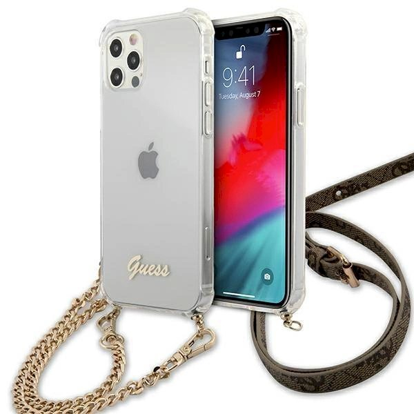 Originalus dėklas Guess GUHCP12MKC4GSGO iPhone 12/12 Pro 6.1  Permatomas hard case 4G Gold Chain Originalus dėklas Guess GUHCP12MKC4GSGO iPhone 12/12 Pro 6.1  Permatomas hard case 4G Gold Chain
