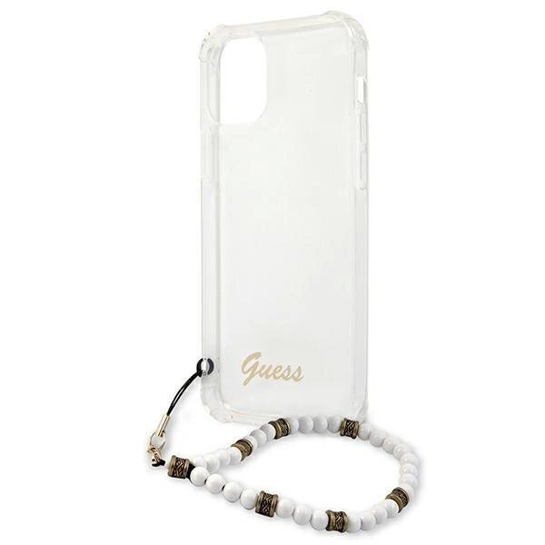 Originalus dėklas Guess GUHCP12MKPSWH iPhone 12/12 Pro 6.1  Permatomas Hardcase Baltas Pearl 5