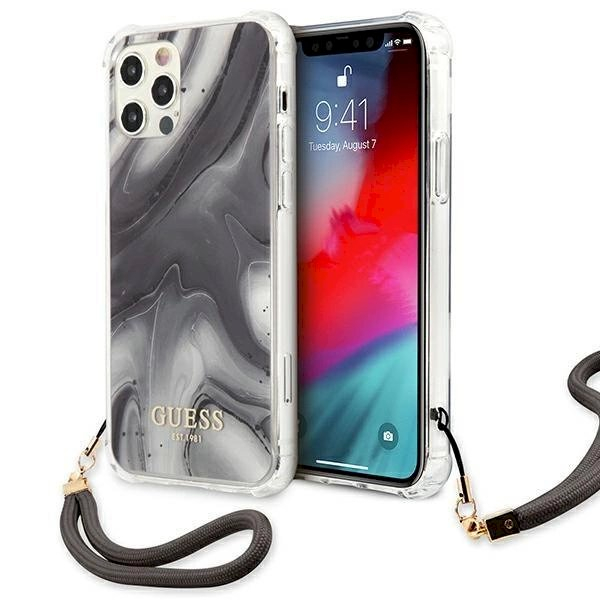 Originalus dėklas Guess GUHCP12MKSMAGR iPhone 12/12 Pro 6.1 grey/grey hardcase Marble Collection Originalus dėklas Guess GUHCP12MKSMAGR iPhone 12/12 Pro 6.1 grey/grey hardcase Marble Collection