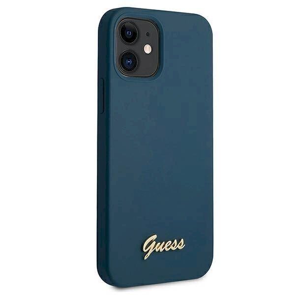 Originalus dėklas Guess GUHCP12SLSLMGBL iPhone 12 mini 5.4  Mėlynas/Mėlynas hardcase Metal Logo Script 3 Originalus dėklas Guess GUHCP12SLSLMGBL iPhone 12 mini 5.4  Mėlynas/Mėlynas hardcase Metal Logo Script 3