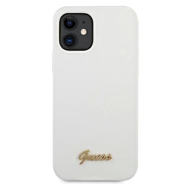 Originalus dėklas Guess GUHCP12SLSLMGWH iPhone 12 mini 5.4 Baltas/Baltas hardcase Metal Logo Script 2 Originalus dėklas Guess GUHCP12SLSLMGWH iPhone 12 mini 5.4 Baltas/Baltas hardcase Metal Logo Script 2