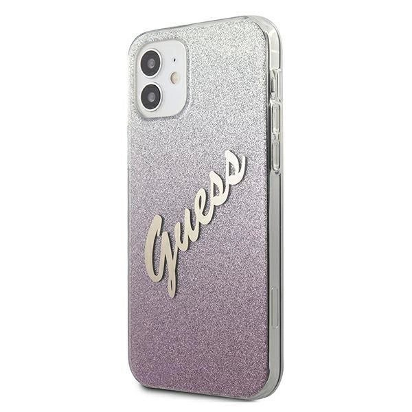 Originalus dėklas Guess GUHCP12SPCUGLSPI iPhone 12 mini 5.4  rožinis/rožinis hardcase Glitter Gradient Script 1