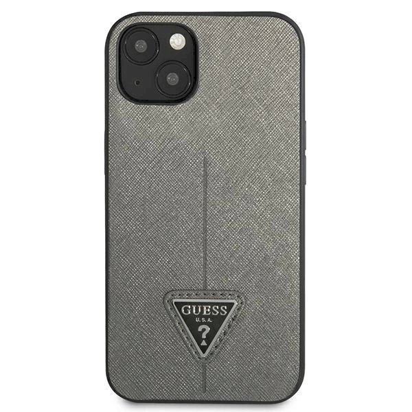 Originalus dėklas Guess GUHCP13SPSATLG iPhone 13 mini 5,4 silver / silver hardcase SaffianoTriangle Logo 2 Originalus dėklas Guess GUHCP13SPSATLG iPhone 13 mini 5,4 silver / silver hardcase SaffianoTriangle Logo 2
