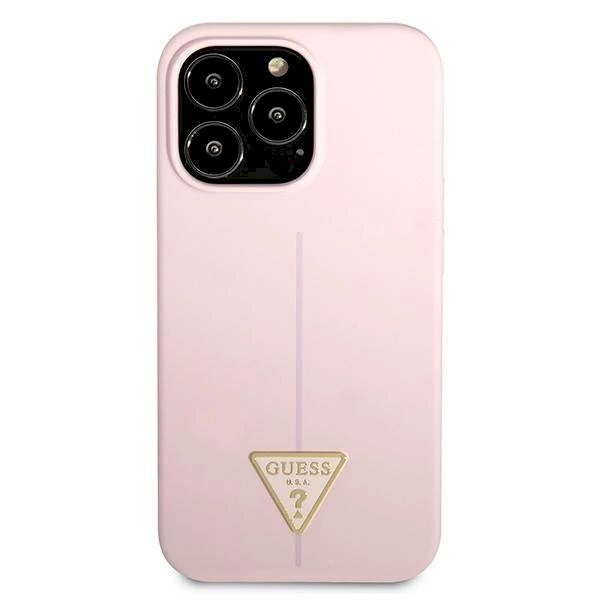 Originalus dėklas Guess GUHCP13XSLTGU iPhone 13 Pro Max 6.7 rožinis hardcase Silicone Triangle 2 Originalus dėklas Guess GUHCP13XSLTGU iPhone 13 Pro Max 6.7 rožinis hardcase Silicone Triangle 2
