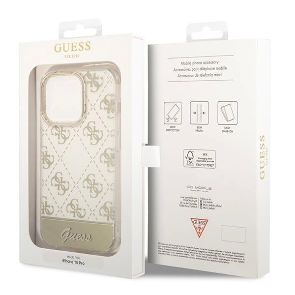 iPhone 14 Pro – Orginalus dėklas Guess GUHCP14LHG4MHG 6.1" - Auksinis/Auksinis hardcase 4G Pattern Script 7 iPhone 14 Pro – Orginalus dėklas Guess GUHCP14LHG4MHG 6.1" - Auksinis/Auksinis hardcase 4G Pattern Script 7