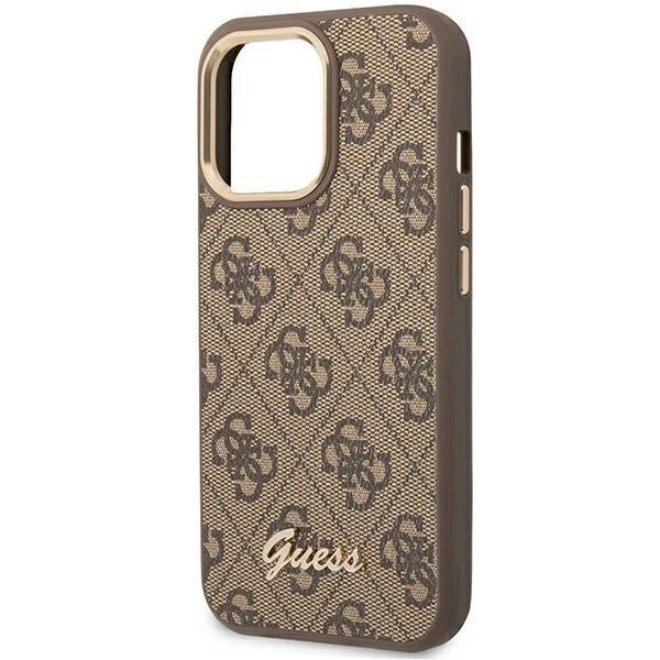 Originalus dėklas Guess GUHCP14LHG4SHW iPhone 14 Pro 6.1 Rudas / Rudas hard case 4G Vintage Gold Logo 5