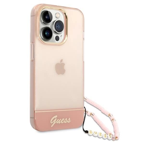 Originalus dėklas Guess GUHCP14LHGCOHP iPhone 14 Pro 6.1 rožinis/rožinis hardcase Translucent Pearl Strap 2 Originalus dėklas Guess GUHCP14LHGCOHP iPhone 14 Pro 6.1 rožinis/rožinis hardcase Translucent Pearl Strap 2