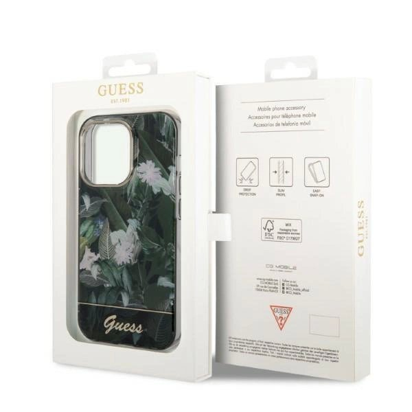 Originalus dėklas Guess GUHCP14LHGJGHA iPhone 14 Pro 6.1  žalias/žalias hardcase Jungle Collection 7 Originalus dėklas Guess GUHCP14LHGJGHA iPhone 14 Pro 6.1  žalias/žalias hardcase Jungle Collection 7