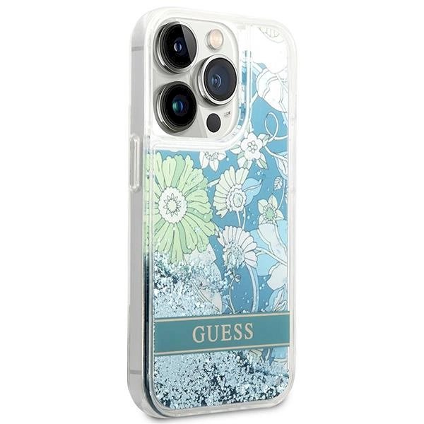 Originalus dėklas Guess GUHCP14LLFLSN iPhone 14 Pro 6.1  žalias/žalias hardcase Flower Liquid Glitter 3 Originalus dėklas Guess GUHCP14LLFLSN iPhone 14 Pro 6.1  žalias/žalias hardcase Flower Liquid Glitter 3