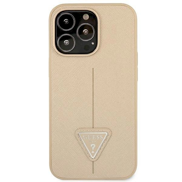 Originalus dėklas Guess GUHCP14LPSATLE iPhone 14 Pro 6,1 Kreminis hardcase SaffianoTriangle Logo 2 Originalus dėklas Guess GUHCP14LPSATLE iPhone 14 Pro 6,1 Kreminis hardcase SaffianoTriangle Logo 2