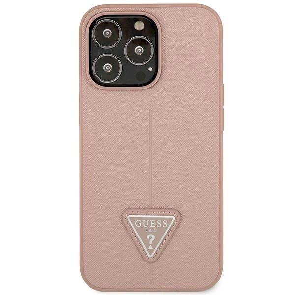 Originalus dėklas Guess GUHCP14LPSATLP iPhone 14 Pro 6.1 rožinis / rožinis hardcase SaffianoTriangle Logo 2