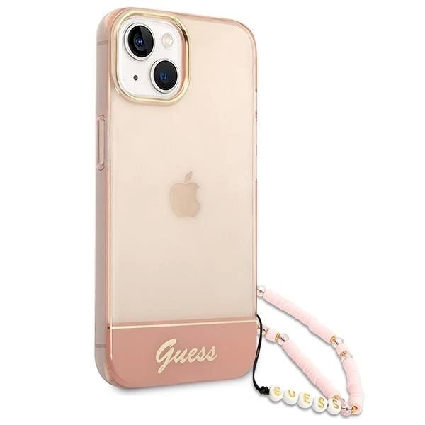 Originalus dėklas Guess GUHCP14MHGCOHP iPhone 14 Plus 6.7 rožinis/rožinis hardcase Translucent Pearl Strap 2 Originalus dėklas Guess GUHCP14MHGCOHP iPhone 14 Plus 6.7 rožinis/rožinis hardcase Translucent Pearl Strap 2