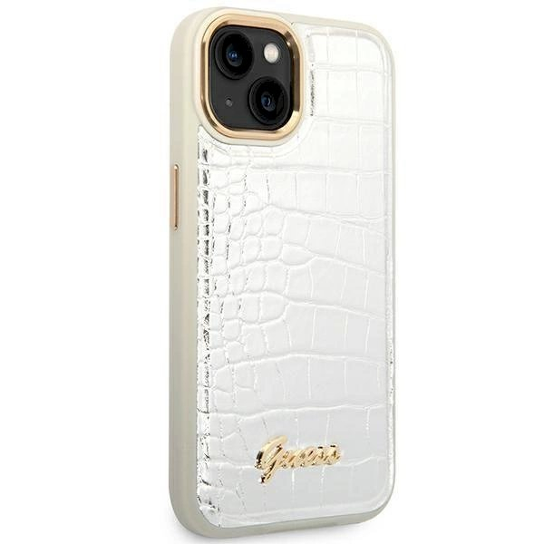 Originalus dėklas Guess GUHCP14MHGCRHS iPhone 14 Plus 6.7 sidabrinis hardcase Croco Collection 3 Originalus dėklas Guess GUHCP14MHGCRHS iPhone 14 Plus 6.7 sidabrinis hardcase Croco Collection 3