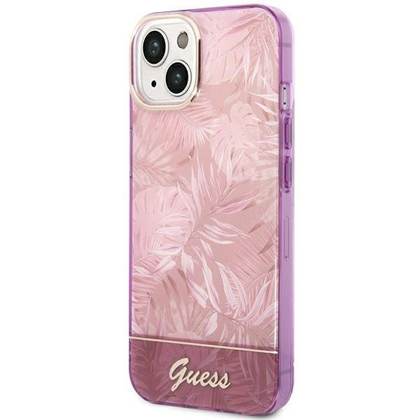 Originalus dėklas Guess GUHCP14MHGJGHP iPhone 14 Plus 6.7 rožinis / rožinis hardcase Jungle Collection 1 Originalus dėklas Guess GUHCP14MHGJGHP iPhone 14 Plus 6.7 rožinis / rožinis hardcase Jungle Collection 1
