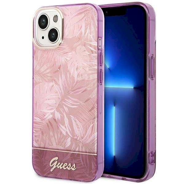 Originalus dėklas Guess GUHCP14MHGJGHP iPhone 14 Plus 6.7 rožinis / rožinis hardcase Jungle Collection Originalus dėklas Guess GUHCP14MHGJGHP iPhone 14 Plus 6.7 rožinis / rožinis hardcase Jungle Collection