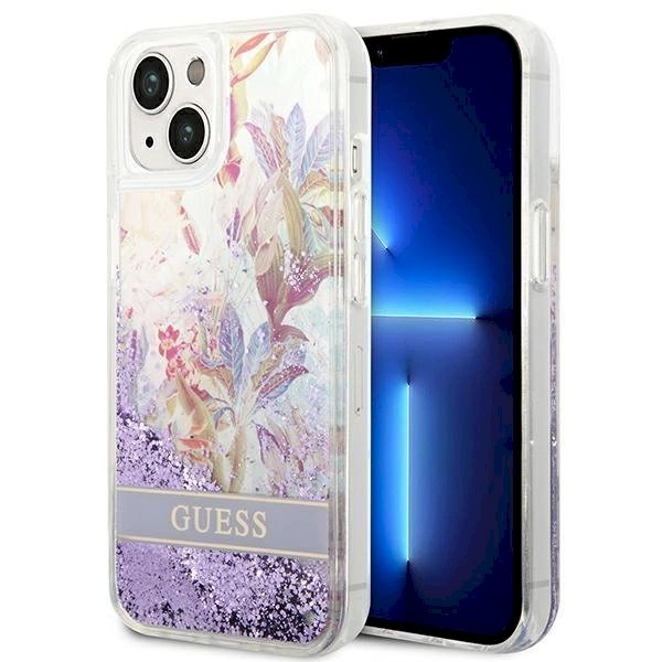 Originalus dėklas Guess GUHCP14MLFLSU iPhone 14 Plus 6.7 violetinis hardcase Flower Liquid Glitter Originalus dėklas Guess GUHCP14MLFLSU iPhone 14 Plus 6.7 violetinis hardcase Flower Liquid Glitter