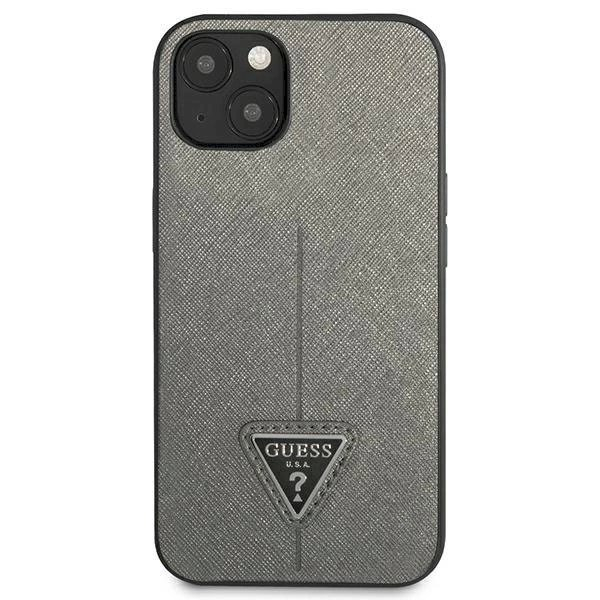 Originalus dėklas Guess GUHCP14MPSATLG iPhone 14 Plus 6.7 Sidabrinis hardcase SaffianoTriangle Logo 2 Originalus dėklas Guess GUHCP14MPSATLG iPhone 14 Plus 6.7 Sidabrinis hardcase SaffianoTriangle Logo 2