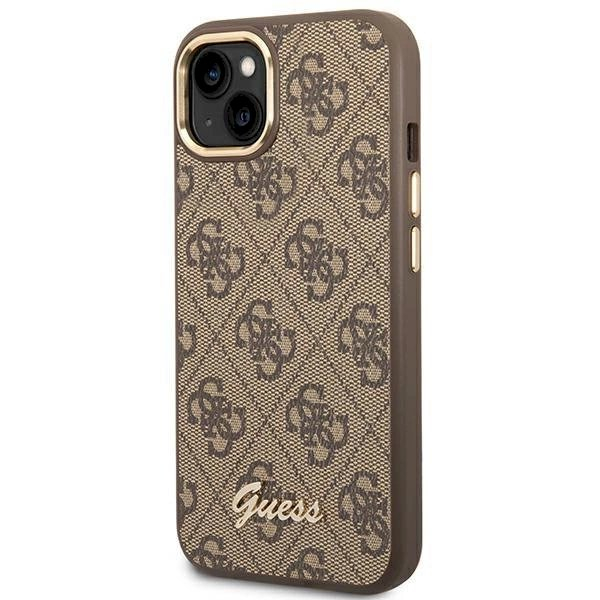Originalus dėklas Guess GUHCP14SHG4SHW iPhone 14 6.1Rudas/Rudas hard case 4G Vintage Gold Logo 1