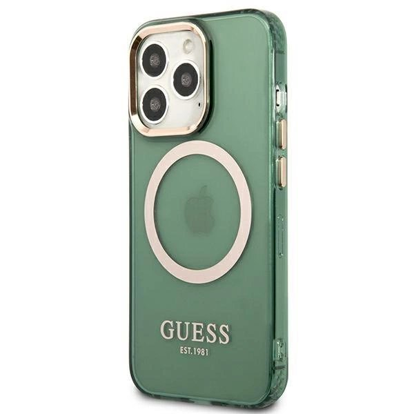Originalus dėklas Guess GUHMP13LHTCMA iPhone 13 Pro / 13 6.1 žalias/khaki hard case Gold Outline Translucent MagSafe 1 Originalus dėklas Guess GUHMP13LHTCMA iPhone 13 Pro / 13 6.1 žalias/khaki hard case Gold Outline Translucent MagSafe 1