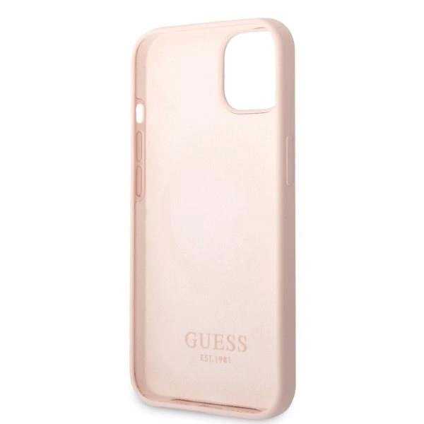 Originalus dėklas Guess GUHMP13MSBPLP iPhone 13 6.1 rožinis/rožinis hard case Silicone Logo Plate MagSafe 6 Originalus dėklas Guess GUHMP13MSBPLP iPhone 13 6.1 rožinis/rožinis hard case Silicone Logo Plate MagSafe 6