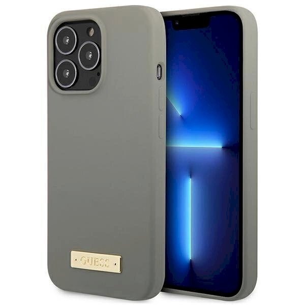 Originalus dėklas Guess GUHMP13XSPLG iPhone 13 Pro Max 6.7 Pilkas hard case Silicone Logo Plate MagSafe Originalus dėklas Guess GUHMP13XSPLG iPhone 13 Pro Max 6.7 Pilkas hard case Silicone Logo Plate MagSafe