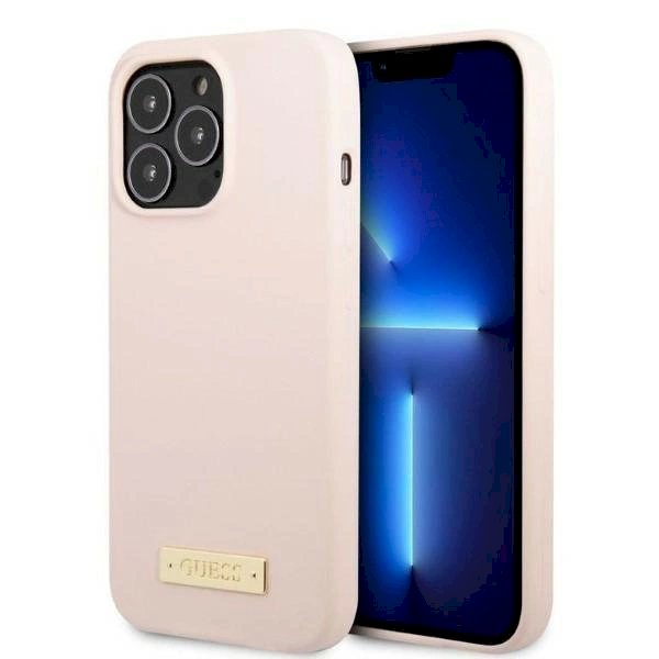 Originalus dėklas Guess GUHMP13XSPLP iPhone 13 Pro Max 6.7 rožinis/rožinis hard case Silicone Logo Plate MagSafe Originalus dėklas Guess GUHMP13XSPLP iPhone 13 Pro Max 6.7 rožinis/rožinis hard case Silicone Logo Plate MagSafe
