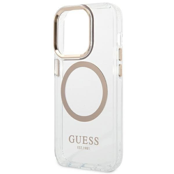 Originalus dėklas Guess GUHMP14LHTRMD iPhone 14 Pro 6.1 Auksinis hard case Metal Outline Magsafe 5 Originalus dėklas Guess GUHMP14LHTRMD iPhone 14 Pro 6.1 Auksinis hard case Metal Outline Magsafe 5