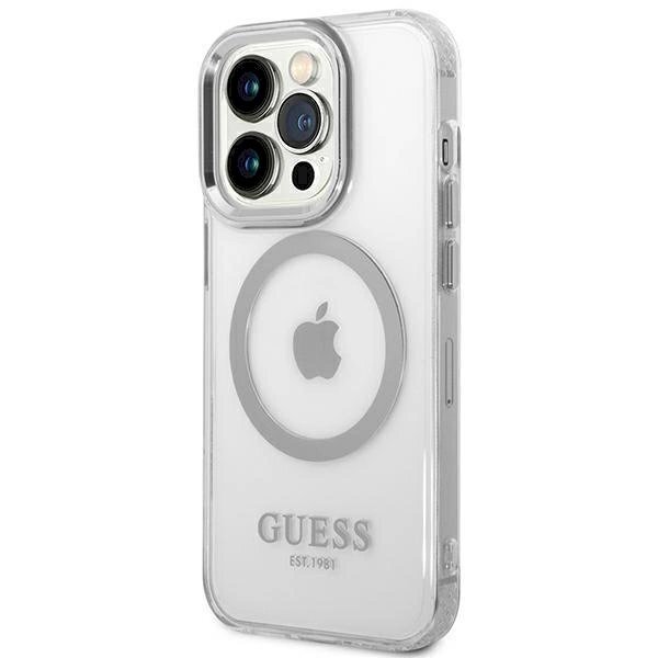 Originalus dėklas Guess GUHMP14XHTRMS iPhone 14 Pro Max 6.7  sidabrinis hard case Metal Outline Magsafe 1 Originalus dėklas Guess GUHMP14XHTRMS iPhone 14 Pro Max 6.7  sidabrinis hard case Metal Outline Magsafe 1
