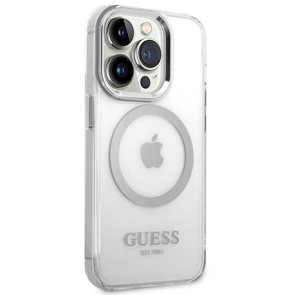 Originalus dėklas Guess GUHMP14XHTRMS iPhone 14 Pro Max 6.7  sidabrinis hard case Metal Outline Magsafe 3 Originalus dėklas Guess GUHMP14XHTRMS iPhone 14 Pro Max 6.7  sidabrinis hard case Metal Outline Magsafe 3