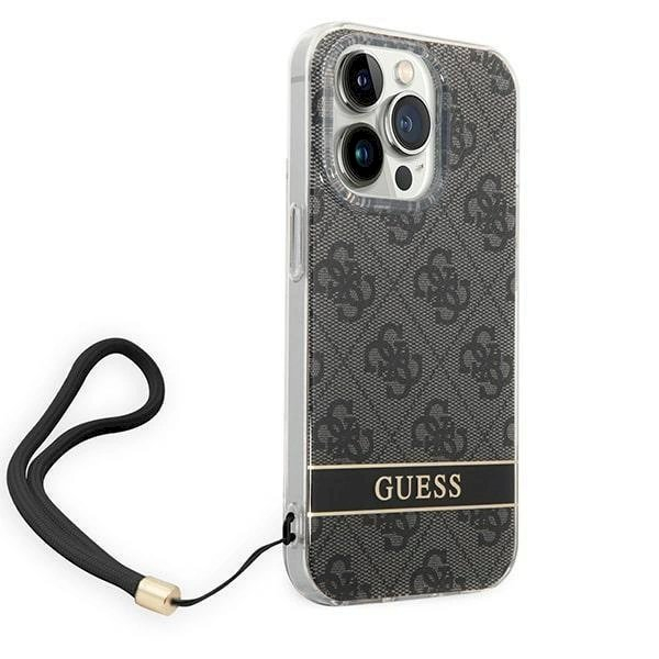 Originalus dėklas Guess GUOHCP14LH4STK iPhone 14 Pro 6.1 Juodas hardcase 4G Print Strap 2 Originalus dėklas Guess GUOHCP14LH4STK iPhone 14 Pro 6.1 Juodas hardcase 4G Print Strap 2