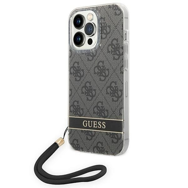 Originalus dėklas Guess GUOHCP14LH4STK iPhone 14 Pro 6.1 Juodas hardcase 4G Print Strap Originalus dėklas Guess GUOHCP14LH4STK iPhone 14 Pro 6.1 Juodas hardcase 4G Print Strap
