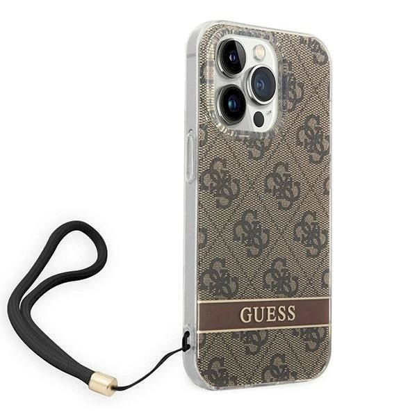Originalus dėklas Guess GUOHCP14LH4STW iPhone 14 Pro 6.1 Rudas / Rudas hardcase 4G Print Strap 2 Originalus dėklas Guess GUOHCP14LH4STW iPhone 14 Pro 6.1 Rudas / Rudas hardcase 4G Print Strap 2