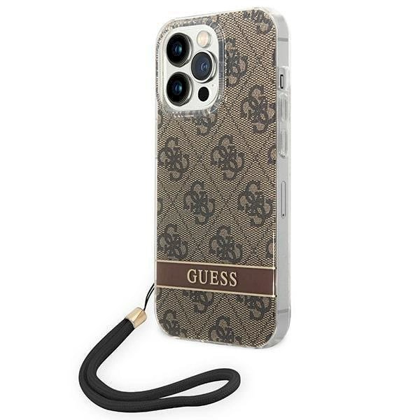Originalus dėklas Guess GUOHCP14LH4STW iPhone 14 Pro 6.1 Rudas / Rudas hardcase 4G Print Strap Originalus dėklas Guess GUOHCP14LH4STW iPhone 14 Pro 6.1 Rudas / Rudas hardcase 4G Print Strap