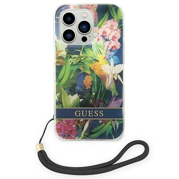 Originalus dėklas Guess GUOHCP14LHFLSB iPhone 14 Pro 6.1 Mėlynas / Mėlynas hardcase Flower Strap 1 Originalus dėklas Guess GUOHCP14LHFLSB iPhone 14 Pro 6.1 Mėlynas / Mėlynas hardcase Flower Strap 1