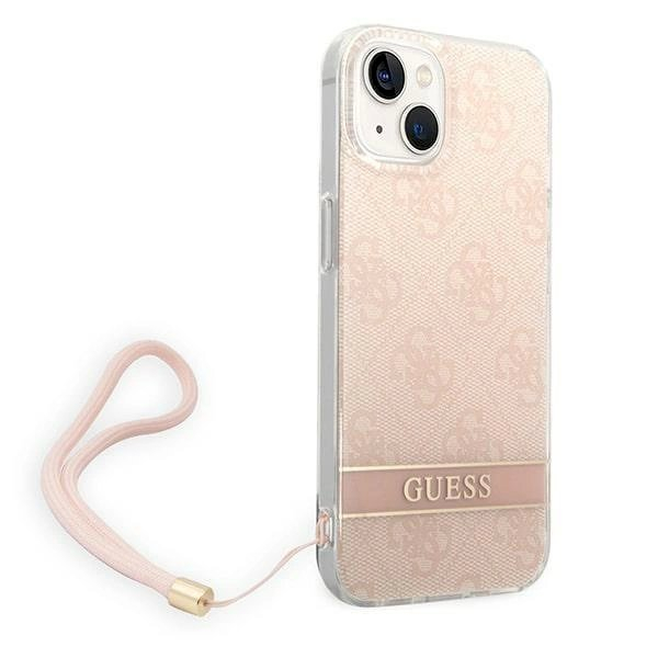 Originalus dėklas Guess GUOHCP14MH4STP iPhone 14 Plus 6.7 rožinis / rožinis hardcase 4G Print Strap 2 Originalus dėklas Guess GUOHCP14MH4STP iPhone 14 Plus 6.7 rožinis / rožinis hardcase 4G Print Strap 2