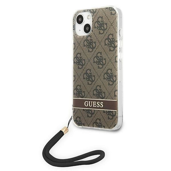 Originalus dėklas Guess GUOHCP14MH4STW iPhone 14 Plus 6.7 Rudas / Rudas hardcase 4G Print Strap 1 Originalus dėklas Guess GUOHCP14MH4STW iPhone 14 Plus 6.7 Rudas / Rudas hardcase 4G Print Strap 1