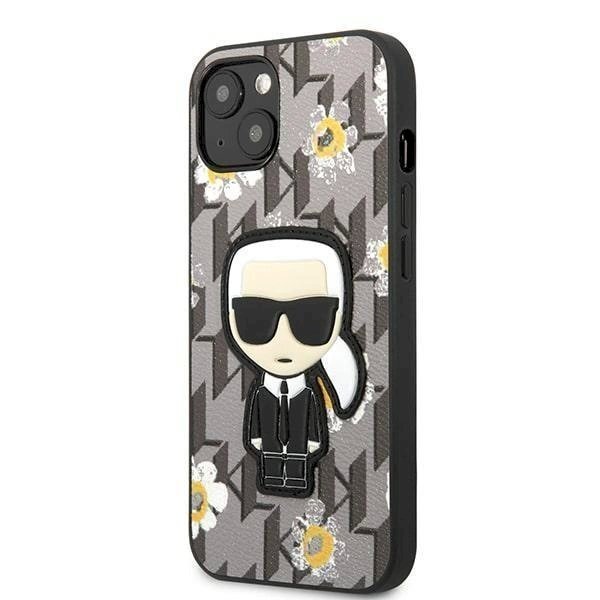 Originalus dėklas Karl Lagerfeld KLHCP13MPMNFIK1 iPhone 13 6.1  Pilkas Flower Ikonik Karl 1