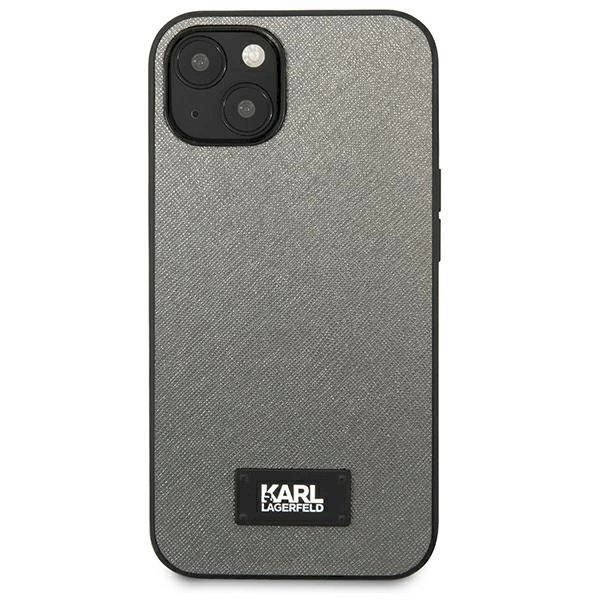 Originalus dėklas Karl Lagerfeld KLHCP13SSFMP2DG iPhone 13 mini 5,4 hardcase silver / silver Saffiano Plaque 2 Originalus dėklas Karl Lagerfeld KLHCP13SSFMP2DG iPhone 13 mini 5,4 hardcase silver / silver Saffiano Plaque 2