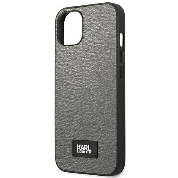 Originalus dėklas Karl Lagerfeld KLHCP13SSFMP2DG iPhone 13 mini 5,4 hardcase silver / silver Saffiano Plaque 5 Originalus dėklas Karl Lagerfeld KLHCP13SSFMP2DG iPhone 13 mini 5,4 hardcase silver / silver Saffiano Plaque 5