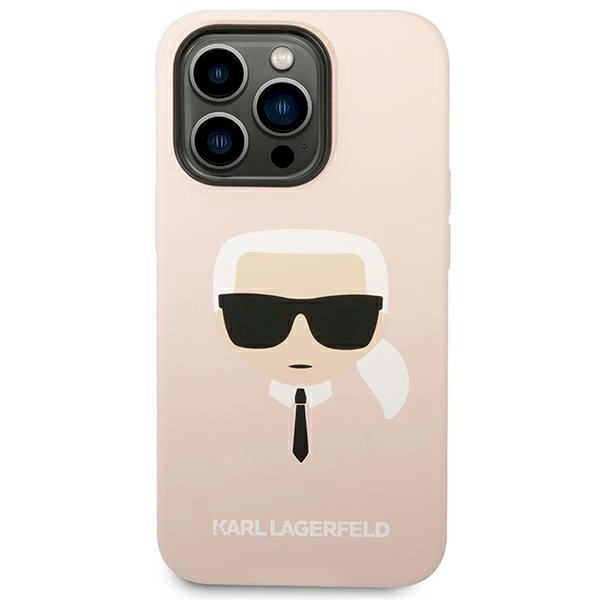 Originalus dėklas Karl Lagerfeld KLHCP14LSLKHLP iPhone 14 Pro 6.1 hardcase rožinis / rožinis Silikoninis Karl`s Head 2