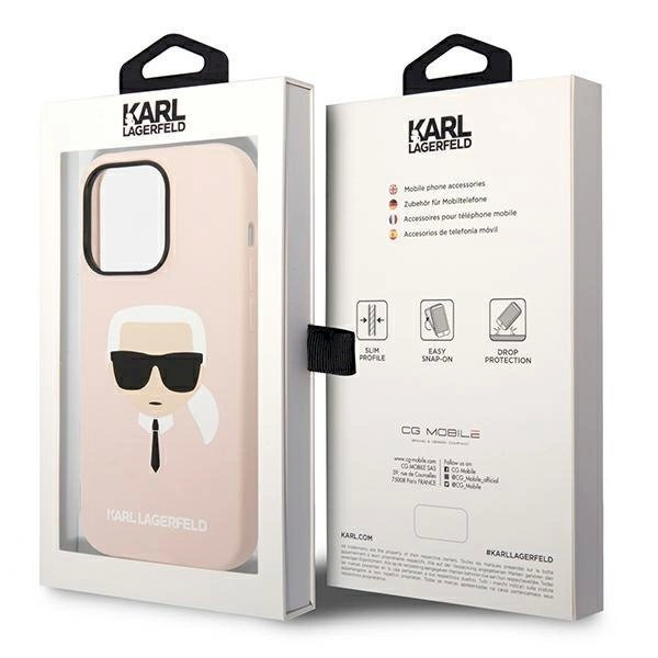 Originalus dėklas Karl Lagerfeld KLHCP14LSLKHLP iPhone 14 Pro 6.1 hardcase rožinis / rožinis Silikoninis Karl`s Head 7 Originalus dėklas Karl Lagerfeld KLHCP14LSLKHLP iPhone 14 Pro 6.1 hardcase rožinis / rožinis Silikoninis Karl`s Head 7